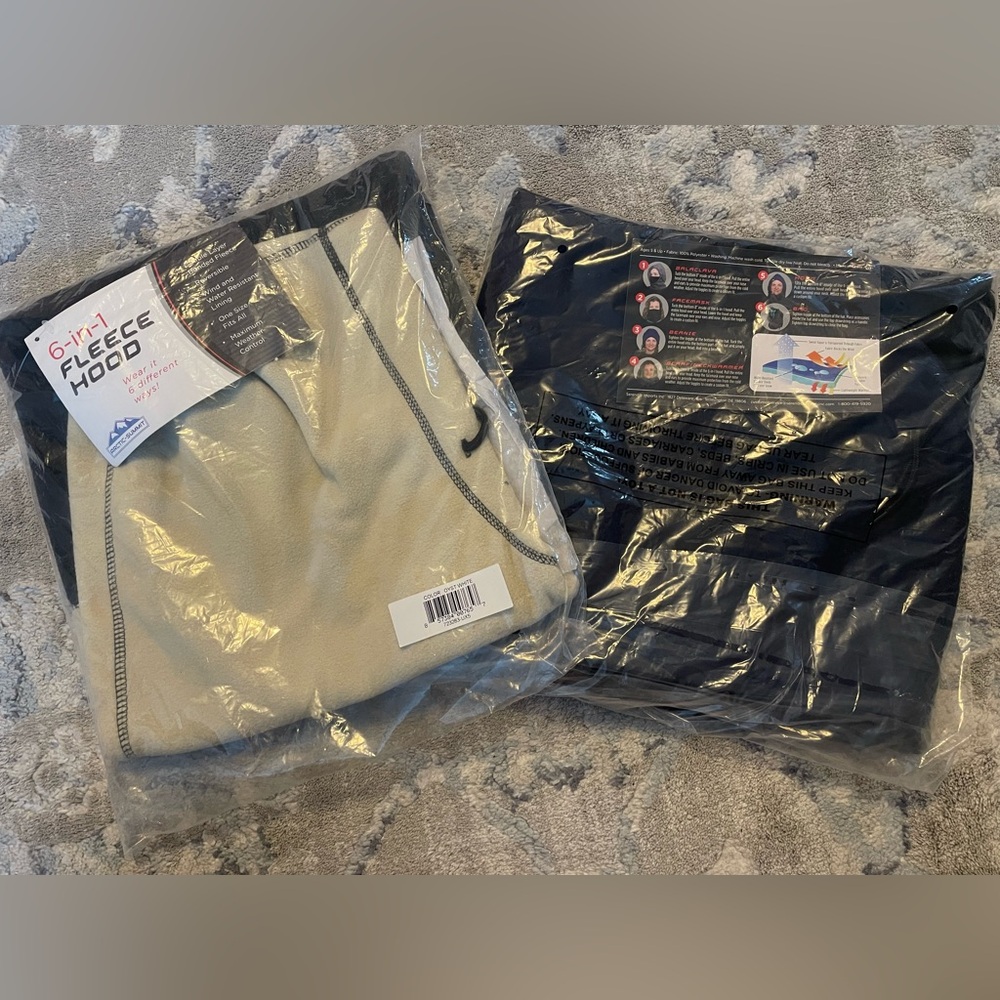 6-in-1 Fleece Hood - Cream and Black
